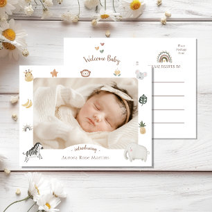 Carte postale Faire-part de naissance photo Boho S