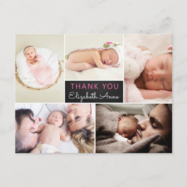 Carte Postale Faire-part de naissance Photo Collage (Devant)