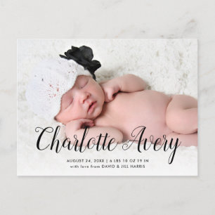 Carte postale Faire-part de naissance photo de nom