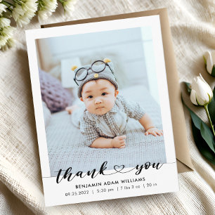 Carte Postale Faire-part de naissance photo moderne et Merci
