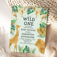 Faire part de naissance Safari Vert Or Neutre