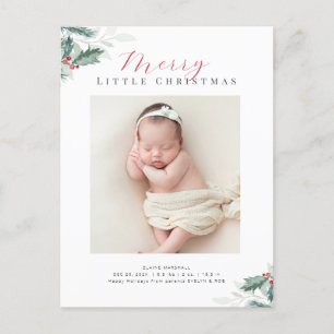 Carte Postale faire-part de naissance verdoyant de noël