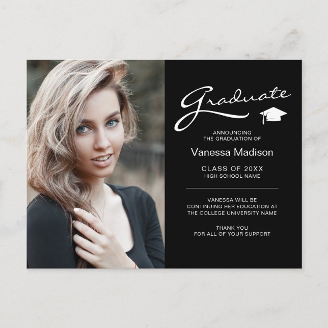 Carte Postale Faire-part de remise de diplôme avec photo recto-v (Devant)