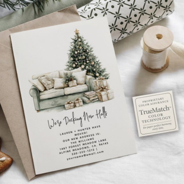 Carte Postale Faire-part Deck New Halls Élégant Sage Green Holiday (Créateur téléchargé)