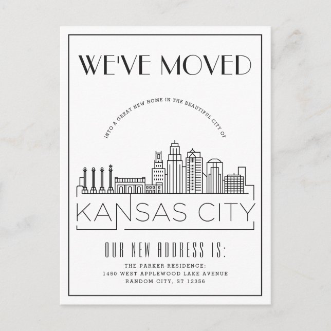 Carte Postale Faire-part Déco moderne de Kansas City | Changement d'adresse (Devant)