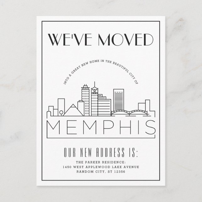 Carte Postale Faire-part Déco moderne de Memphis | Changement d'adresse (Devant)