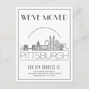 Carte Postale Faire-part Déco moderne de Pittsburgh   Changement d'adresse 