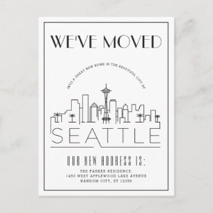 Carte Postale Faire-part Déco moderne de Seattle   Changement d'adresse