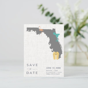 Carte Postale Faire-part Décontracté Florida Beach Wedding Enregistrer la d