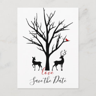 Carte Postale Faire-part Deer Couple in Love Winter Save the Date Mariage