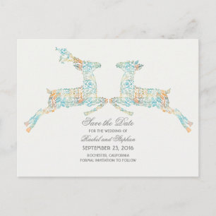 Carte Postale Faire-part Deer Rustic Woodland Enregistrer la date