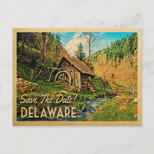 Carte Postale Faire-part Delaware Sauver La Date Rustique Cabine Mill Woods