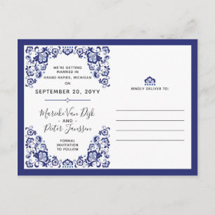 Carte Postale Faire-part Delfts Blauw   Delft Blue Enregistrer La Date Phot