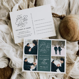 Carte Postale Faire-part Demande romantique Collage de photos Enregistrer