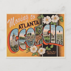 Carte Postale Faire-part Déménagement à Atlanta Vintage Changement d'adress