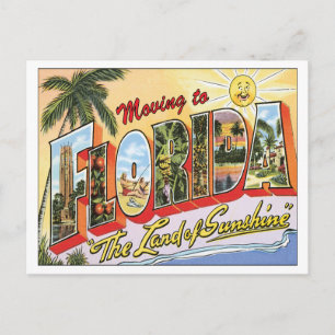 Carte Postale Faire-part Déménagement en Floride Vintage Changement d'Adres