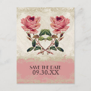 Carte Postale Faire-part Dentelle de rose vintage de style baroque