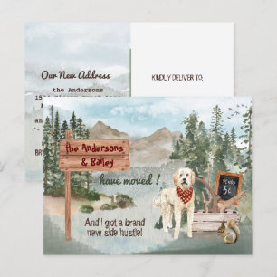Carte Postale Faire-part Déplacement Goldendoodle Pine Woods Nouvelle adres