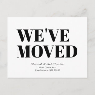 Carte Postale Faire-part Déplacement minimaliste moderne noir et blanc