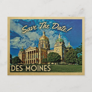 Carte Postale Faire-part Des Moines Enregistrer La Date Iowa