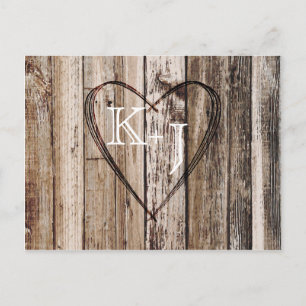Carte Postale Faire-part Des plis de bois rustiques en plein coeur sauvez l
