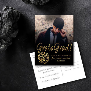 Carte Postale Faire-part Dés RPG   Jeu de rôle de fantasy doré pour la remi