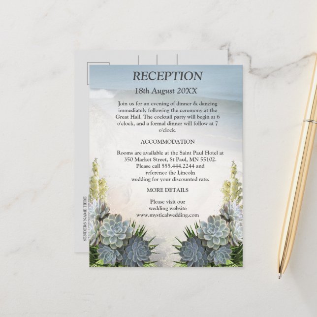 Carte Postale Faire-part Des teintes succulentes de blues pâles (Devant/Arrière en situation)