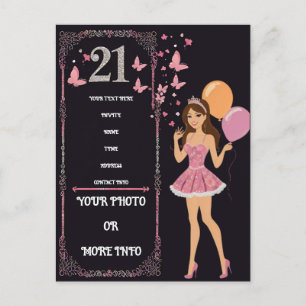 Carte Postale Faire-part Design d'anniversaire avec options photo personnal