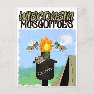 Carte Postale Faire-part Dessins animés de moustiques du Wisconsin - Campin