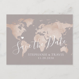 Carte Postale Faire-part Destination Mariage Enregistrer la date Mauve Cart