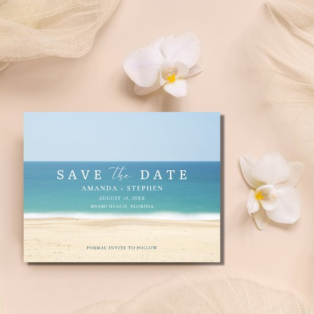 Carte Postale Faire-part Destination Plage Mariage Budget Économisez La Dat (Beach Destination Wedding Budget Save The Date)