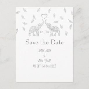 Carte Postale Faire-part Deux Eléphants Mariage de automne Argent Enregistr