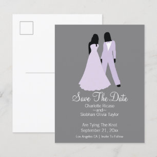 Carte Postale Faire-part Deux Mariées Sauvegardent Le Mariage Date (Lilac E