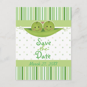 Carte Postale Faire-part Deux pois dans un Baby shower Jumeaux Pod Enregist