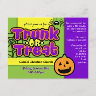 Carte Postale Faire-part d'événement Trunk ou Treat Postcard