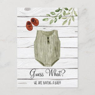 Carte Postale Faire-part Devinez quel linge de bébé Boho Bébé