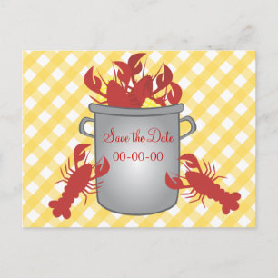 Carte Postale Faire-part Dîner de homard, enregistrez la date