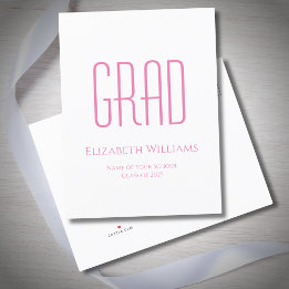 Carte Postale Faire-part Diplômé 2025 Typographie rose simple Graduation 