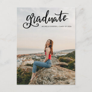 Carte Postale Faire-part Diplômé Casual Noir Écriture Manuscrite   Photo