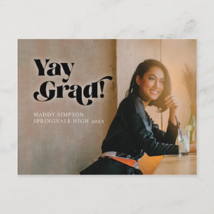 Carte Postale Faire-part Diplômé de la photo minimaliste moderne en gras