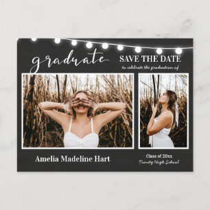 Carte Postale Faire-part Diplômé Photo Chalkboard Vintage Enregistrer La Da
