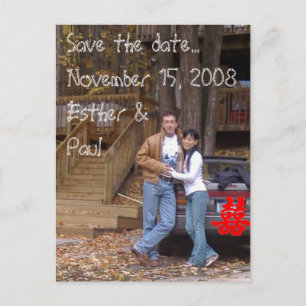 Carte Postale Faire-part Double bonheur - faites gagner la date ......