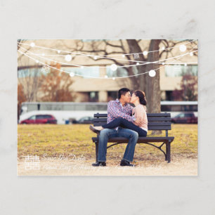 Carte Postale Faire-part Double Bonheur Lanternes Mariage Enregistrer la da