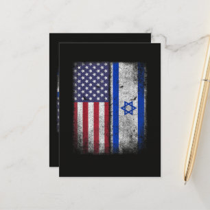 Carte Postale Faire-part Drapeau Israélo-Américain Israël États-Unis Racine