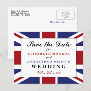 Carte Postale Faire-part Drapeau Union Jack Mariage Britannique Enregistrer