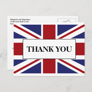Carte Postale Faire-part Drapeau Union Jack Merci Mariage britannique