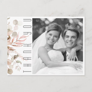 Carte Postale Faire-part Dreamy Foliage Mariage Merci rose vierge ID817