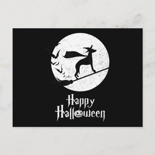 Carte Postale Faire-part Drôle Halloween Costume Sorcière Amoureux des chie (Devant)
