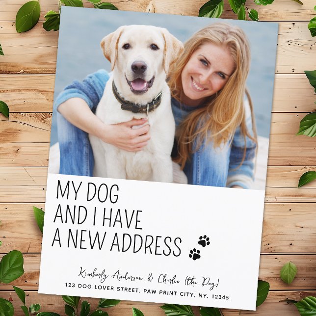 Carte Postale Faire-part Drôle Mignon Nouvelle Adresse Photo de Chien Perso (Créateur téléchargé)