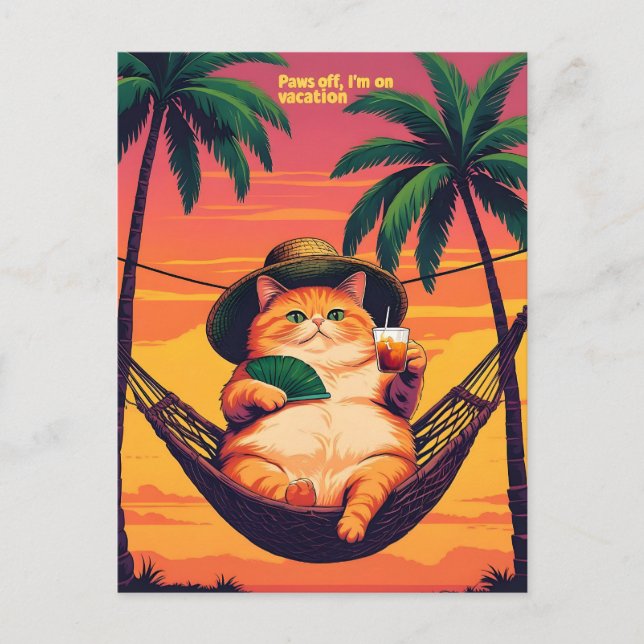 Carte Postale Faire-part Drôle Rétro Vacances de chats d'été (Devant)
